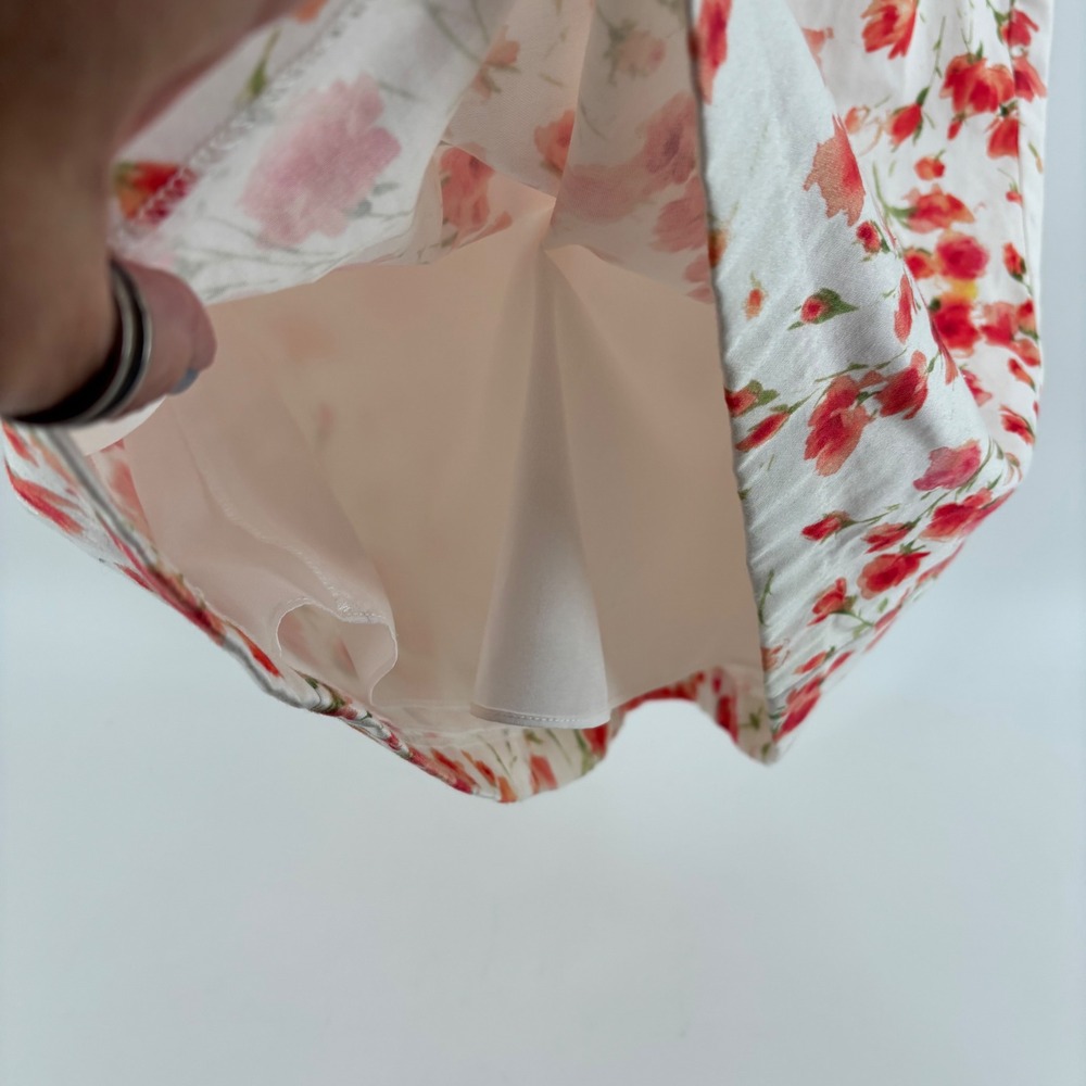 David‎ Meister Women Dress 6 White Floral Belted V-Neck Cap Sleeve Midi Cottage - Picture 8 of 11